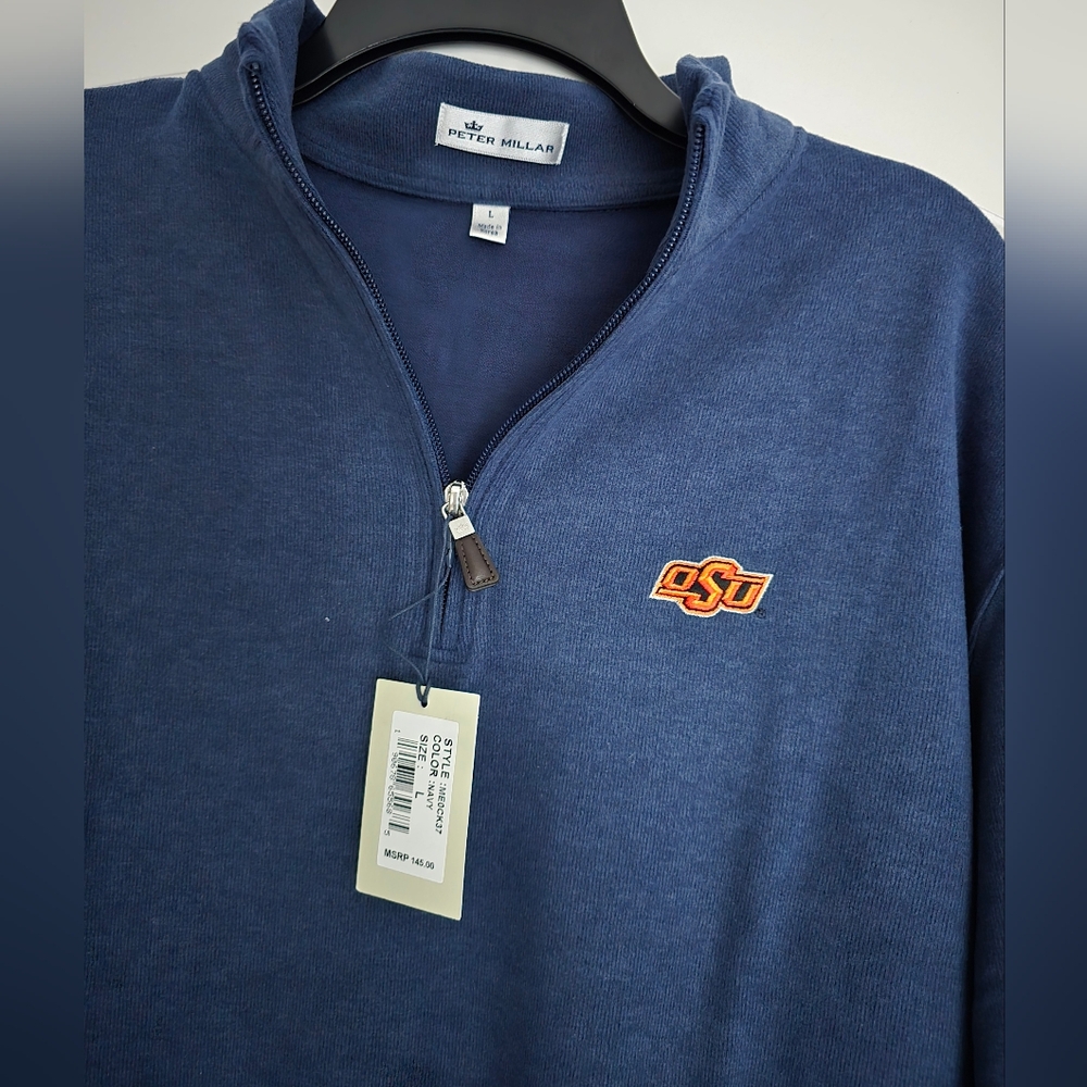 π PETER MILLAR OSU Oklahoma State University Quarter Zip Pullover Sweater - Picture 4 of 10